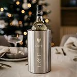 Personalised Wine Cooler Stainless Steel Double Walled - Wine Cooler Personalised with Name or Text, high Quality Laser Engraving (Silver)