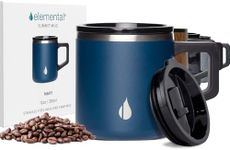 Elemental Summit Insulated Coffee Mug - Triple-Wall Stainless Steel Travel Cup for Hot and Cold Drinks - Thermal Coffee Mug with Lid and Handle for Camping, Office, and Travel 12oz - Navy Blue