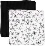 HonestBaby 2-Pack Organic Cotton Swaddle Blankets, Tossed Skulls/Black, One Size