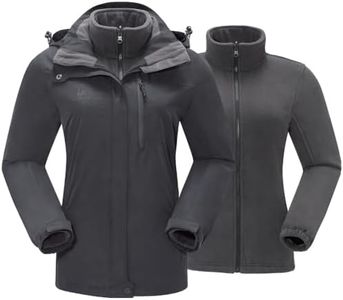 CAMEL CROWN Women's Waterproof Ski Jacket 3 in 1 Winter Coat Windbreaker Snowboard Jackets for Rain Snow Outdoor Hiking Dark Grey M