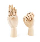 Art Wooden Hand, Artist Jointed Articulated Mannequin Wood Hand,Sectioned Opposable Figure Sculpture Manikin Hand Model with Flexible Fingers,for Drawing,Sketching,12" Left+Right Hand