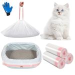 Amalan XXL 30Pack Cat Litter Tray Liners+Pet hair comb massage gloves, Drawstrings Scratch Resistant Bags For Extra Large Litter Box(915 * 450 * 0.03mm)