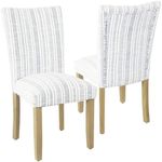 HomePop Classic Parsons Dining Chairs, Pack of 2, Blue Farmhouse Stripe