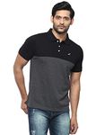 AMERICAN CREW Men's Polo Regular Fit T-Shirt (Ac166-3Xl_Black & Charcoal Melange)