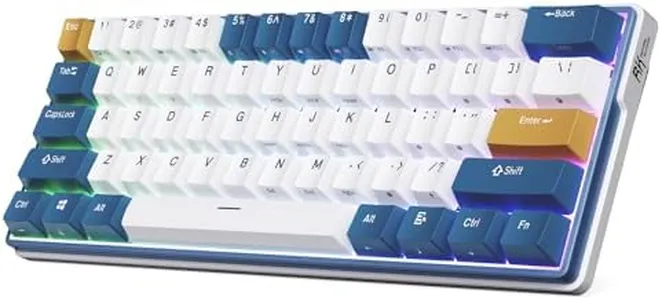 RK ROYAL KLUDGE RK61 Plus Wireless Mechanical Keyboard, 60% Percent Gaming Keyboard w/Bluetooth/2.4G/USB Wired, Hot Swappable PC Game Keyboards with USB Hub, Quiet Linear SkyCyan Switches, White