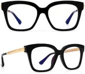 DIFF Bella XS EXTRA SMALL FRAMES Designer Square Computer Blue Light Blocking Glasses for Women w/petite narrow face, Black