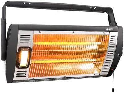 BEYOND HEAT Electric Garage Heater 120V, 750/1500W Ceiling Mount Space Heater for Garage, Shop, Patio with 90° Adjustable Tilt, Dual Quartz Radiant, Safety Metal Grille and Overheat Protection, 1-Pack