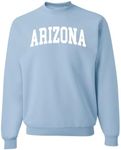 Wild Bobby State of Arizona College Style White Fashion Unisex Crewneck Sweatshirt, Light Blue, Large