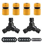 YAAVAAW 6 Pack Garden Hose Connector - Contains 4 Pack Hose End Connector & 2 Pack Y Male Hose Connector Splitter, Fitting for 1/2 inch (15mm) Hosepipe End Quick Connector & Shunt