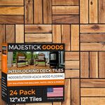 Interlocking Deck Tiles 12"x12" - Non-Slip All Weather Acacia Wood Outdoor Tiles for Patio - Decking, Porch and Balcony Flooring Tiles - Easy to Install Wooden Deck Tile Pavers 24 Sq Ft