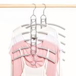 Amber Home 2pcs Space Saver Multi Layer Metal Coat Hanger, Heavy Duty 5-Tier Anti-slip Sponge Magic Clothes Hangers, Wardrobe Storage Multifunctional Shirt Sweater Suits Closet Hanger (2 Swivel Hooks)