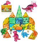 Asago Magnetic Tiles Toys Dinosaur Theme, Dino Magnet Building Blocks 3D Construction,STEM Educational Toy for Boys Girls 3 4 5 6 7 8 Year Old, Birthday Gift for Kids,Family,Kindergarten