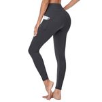 Gayhay Leggings with Pockets for Women - High Waisted Tummy Control Soft Compression Yoga Pants for Workout Running Gym Dark Gray