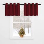 NICETOWN Bedroom Half Window Curtain - Home Decoration Blackout Valance Eyelet Top Curtain (52 Width x 18 Length + 1.2" Header, Burgundy)