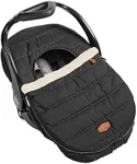 JJ Cole Winter Baby Car Seat Cover - Winter Car Seat Cover for Baby Seat or Stroller - Infant Car Seat Covers with Warm Sherpa Lining - Black