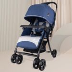 R for Rabbit Poppins Joy Stylish Baby Stroller | Pram for Kids with Reversible Handle | New Born Babies Stroller for 0 to 3 Years Boy and Girl | 6 Months Warranty | (Blue Grey)