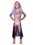 Smiffys Disney Descendants Audrey Costume for Kids, All-in-One with Attached Skirt, Pink Officially Licensed Costume with Sheer Sleeves, Perfect for Matching Accessories and Fancy Dress