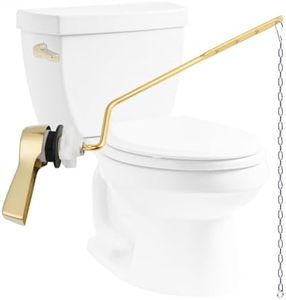 Hibbent Universal Metal Side Mount Toilet Handle Replacement Kit, Brass Toilet Flush Tank Lever with Stainless Steel Flapper Chains for Most Toilets, Shiny Gold