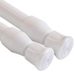 QILERR 2 Pack Small Tension Rods 40-70cm Ajustable Extension Curtain Poles No Drill Short Spring Telescopic Curtain Rod for Net Curtains, Cupboards, Small Window, Kitchen, Wardrobe, White