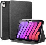 DTTO Case for iPad Mini 7 (A17 Pro) 2024, iPad Mini 6th Generation 2021, Fabric Texture Hard Back Cover iPad Mini 7/6 Case 8.3 Inch with Auto Wake/Sleep, Support Apple Pencil Charging, Black