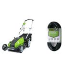 Greenworks 13 Amp 21-Inch Corded Lawn Mower 25112 & 50' Indoor/Outdoor Extension Cord ECOA010