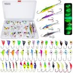 Bombite 52Pcs Ice Fishing Lures Ice