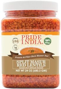 Pride Of India - Indian Split Masur Red Lentils - Protein & Fiber Rich Masoor Dal, 1.5 Pound Jar