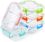 C CREST Glass Meal Prep Containers 2 Compartment Set, 5-Pack, 34oz, Glass Bento Boxes for Adults, Divided Glass Lunch Containers with Lids