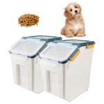 AnRui 2 Pack Airtight Flour Storage Container Plastic Rice Storage Dispenser Kitchen Pantry Organizer Box Locking Pet Food Storage Container Large 30LB Dog Cat Food Storage Bin (Blue)