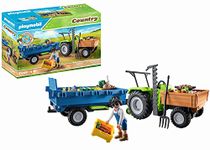 Playmobil Country 71249 Harvester Tractor with Trailer incl. transport boxes, Green tractor for the organic farm, Sustainable toy for children ages 4+