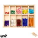 GIFT EQUALS LOVE GELTOY Handmade Wooden Montessori Counting Beads Checker Board Math Games Toy Teaching Numbers Educational Decanomial Learning Homeschooling Toys Set (Educational)