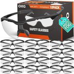 OXG 12 Pack Clear Safety Glasses for Men Anti Fog, ANSI Z87.1 Safety Goggles Impact Scratch Resistant Eye Protection for Shooting, Work, Construction