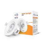 wipro Garnet 12W Round LED Wave Spotlight |COB Spotlight for Ceiling|Warm White Light (2700K) | Adjustable Design | Recessed Tiltable Downlighter for False Ceiling | Cutout - 125mm | Pack of 1