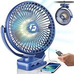 FRIZCOL 12000mAh 8-in Portable Clip On Fan,Battery Operated Camping Fan with lights & Remote