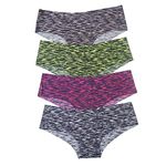 Anna & Eric Seamless Underwear Invisible Bikini Low Rise No Show Hipster Panties-4 Pack (B+G+P+G, L)