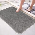 Famibay Non Slip Bath Mat 60 x 40cm Bathroom Mats Washable Grey Bath Mats for Bathroom Microfibre Soft Bath Rugs Absorbent Water Bathroom Floor Mat