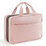 Lifewit Travel Toiletry Bag, Large Hanging Makeup Bag Organizer for Women, Transparent Travel Cosmetic Bag with Hanging Hook for Full Size Bottles, Vacation Essentials, Medium, Pink