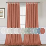 H.VERSAILTEX Natural Linen Curtains Linen Textured Living Room Curtain Light Filtering Tab Top Window Treatments Panels Highly Durable Curtain Panels for Bedroom (2 Panels, 52" x 96", Terracotta)