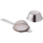 Acense Stainless Steel Tea Strainer and Bowl, Ultra Fine Mesh Tea, Traditional Shape, Stainless Steel Arm, Includes: [1 Single Arm Tea Strainer, 1 Bowl], Safe, Durable, Size: 6cm (Dia)/2.5" (Dia)