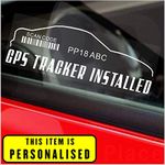 4 x GPS Tracker Stickers Outline Design Personalised Registration Number Printed Device Unit Security Alarm System Warning Window Signs Tag Car Van Truck Caravan Motorhome Lorry Taxi RV Campervan