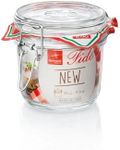 Cosecha Privada 141332MRG121990 Fido Storage, 11.75 Ounce, 1 Unit Glass Jar with Airtight Gasket Clamp Lid for Canning and Preserving, or Storing Pasta and Dry Foods, Metal Rubber, Clear