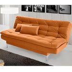 AMATA Eagle Sofa Cum Bed with Two Cushions Perfect for Home Living Room and Guests (Orange 2, Medium)