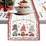 Merry Christmas Table Runner, Seasonal Winter Christmas Gnome Xmas Holiday Kitchen Dining Table Decoration for Home Party Decor, 13 x 71 Inch