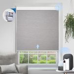 MANSNIX Smart Motorized Blinds with Remote, Cordless No-Drill Automatic Roller Shades, Blackout Electric Blind for Windows, Grey, 35 x 72