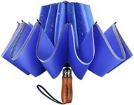 Lejorain Inverted Golf Travel Umbrella - Durable Compact Reversible Umbrella for Men 50 inches Light Blue Windproof Umbrella Auto Open Close