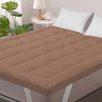 Jaipur Linen 800GSM Hollow Fibre Mattress Padding/Topper Brown for Twin Bed-48 Inch X 75 Inch