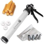 KneadEat Professional Churrera - Churro Maker Gun Kit Set. Holds 1.5 lb of Dough and Churro Filling Piping Bag with large Needle. Includes 3 Nozzles for Churros. Fresh Churros Party. (1.5 lb Aluminum)