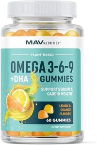 Vegetarian Omega 3 6 9 Gummies for Adults | with 50mg of DHA | Support Brain, Joint & Eye Health for Women & Men | No Fish Oil | Natural Flavors | Chewable Omega Supplements | 60 Gummies