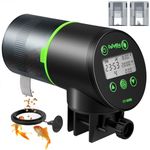 Papettly Automatic Fish Feeder for Aquarium - Auto Fish Food Dispenser with LCD Display for Fish Tank, 200ml Smart Auto Vacation Timer Turtle Feeder, with 2 AAA Batteries and Fish Feeder Ring