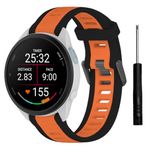 TopPerfekt Sport Bands Compatible with Garmin Forerunner 165/165 music Watch Band, Adjustable Silicone Sports Strap Replacement Band for Men Women (20mm)-Black Trim Orange